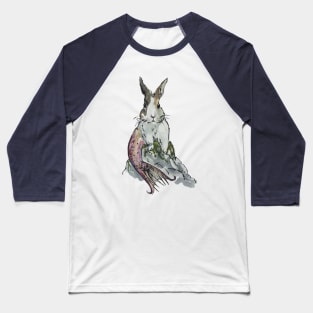 Mermaid Bunny on Rock Baseball T-Shirt